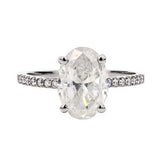 2.01ct Oval Brilliant Cut Solitaire Diamond Engagement Ring in Platinum 950 with Halfway Shoulder Diamonds