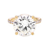 Stunning 6.05ct Round Brilliant Cut Solitaire Diamond Ring with Halfway Shoulder Diamonds in 18K Yellow Gold