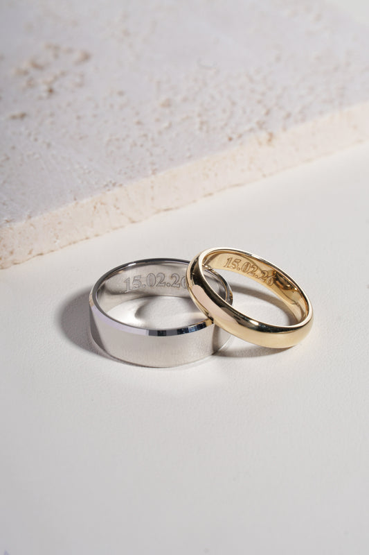 Gold platinum and diamond wedding rings at Finest 4Cs