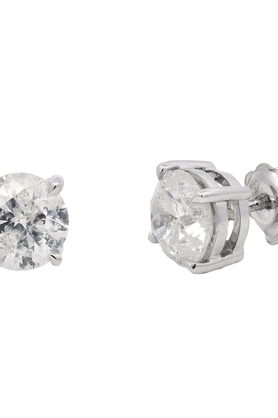 Diamonds Studs Earrings Round Cut 4.17 ct in 18k White Gold WGI Certified