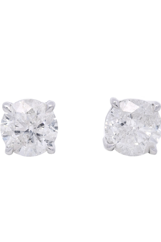 Diamonds Studs Earrings Round Cut 4.17 ct in 18k White Gold WGI Certified