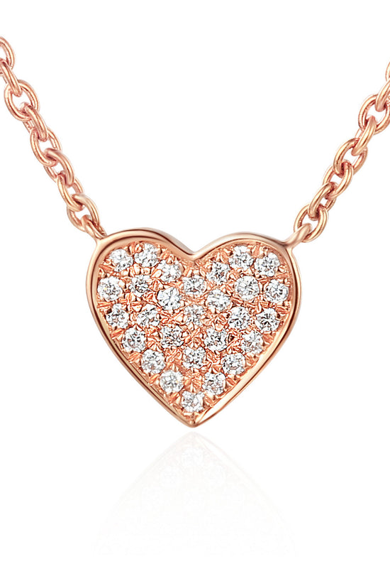18ct White Gold Micro Set Round Brilliant Cut Diamond Heart Shape Necklace