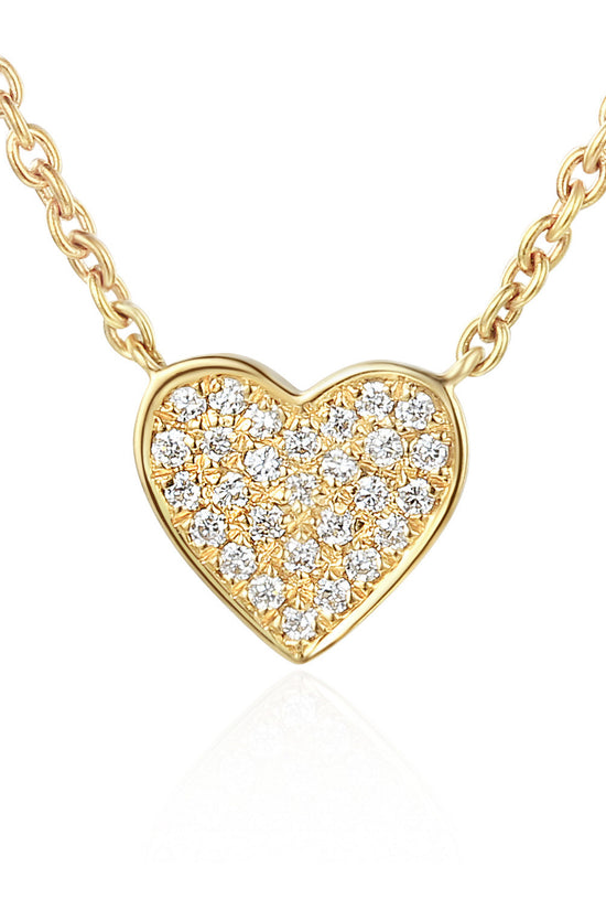 18ct White Gold Micro Set Round Brilliant Cut Diamond Heart Shape Necklace