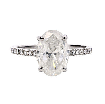 2.01ct Oval Brilliant Cut Solitaire Diamond Engagement Ring in Platinum 950 with Halfway Shoulder Diamonds