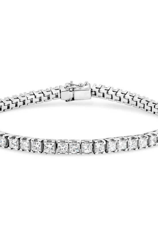 Tennis Bracelet Princess Cut 9.02ct - 18k White Gold