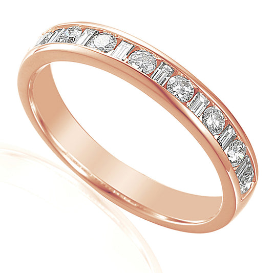 Baguette Cut Diamond Channel Set Half Eternity Ring