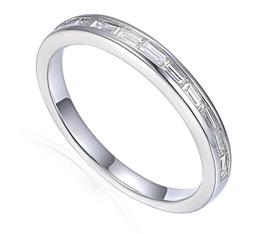 Baguette Cut Diamond Channel Set Half Eternity Ring