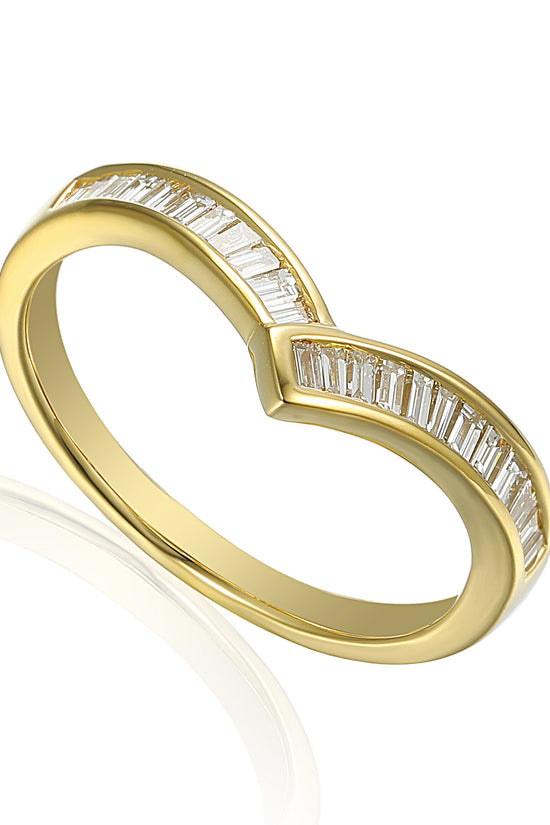 Baguette Diamond Channel Set Wishbone Ring