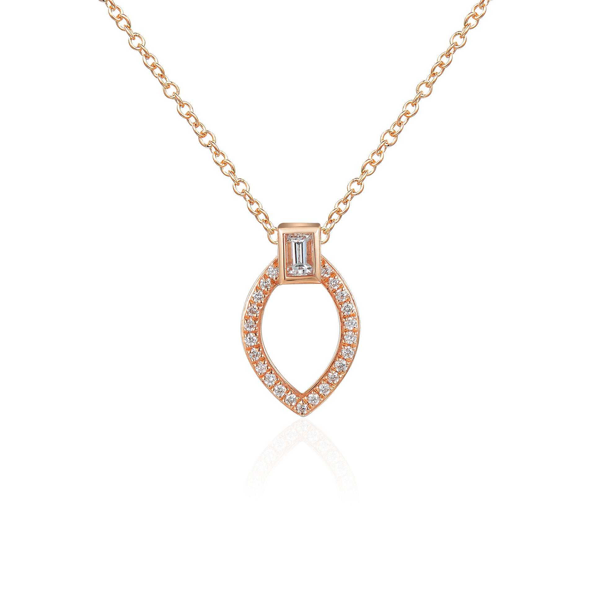 Baguette & Round Brilliant Cut Circle Necklace
