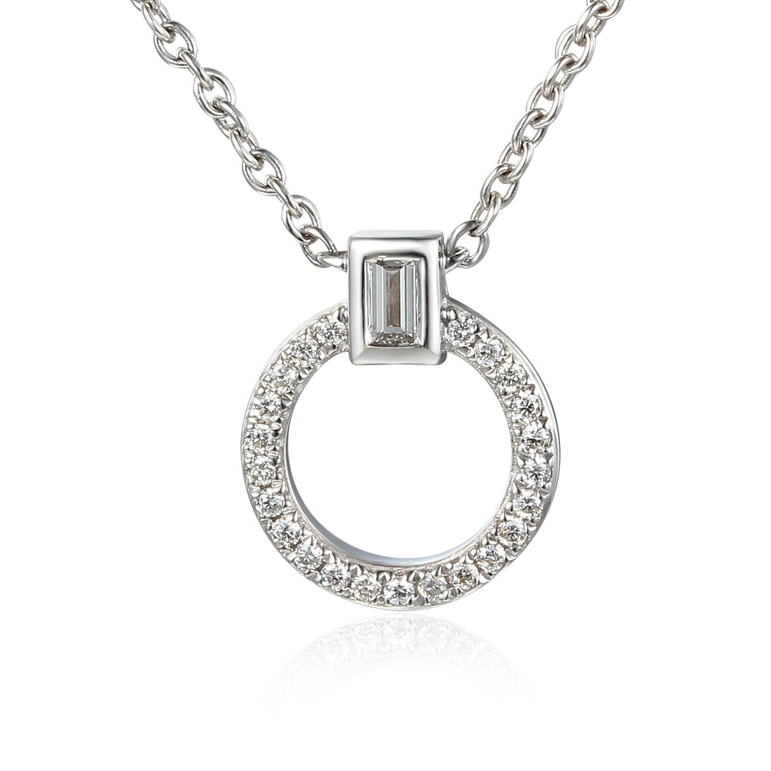 Baguette & Round Brilliant Cut Circle Necklace