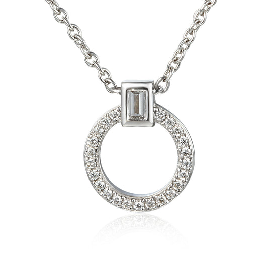 Baguette & Round Brilliant Cut Circle Necklace