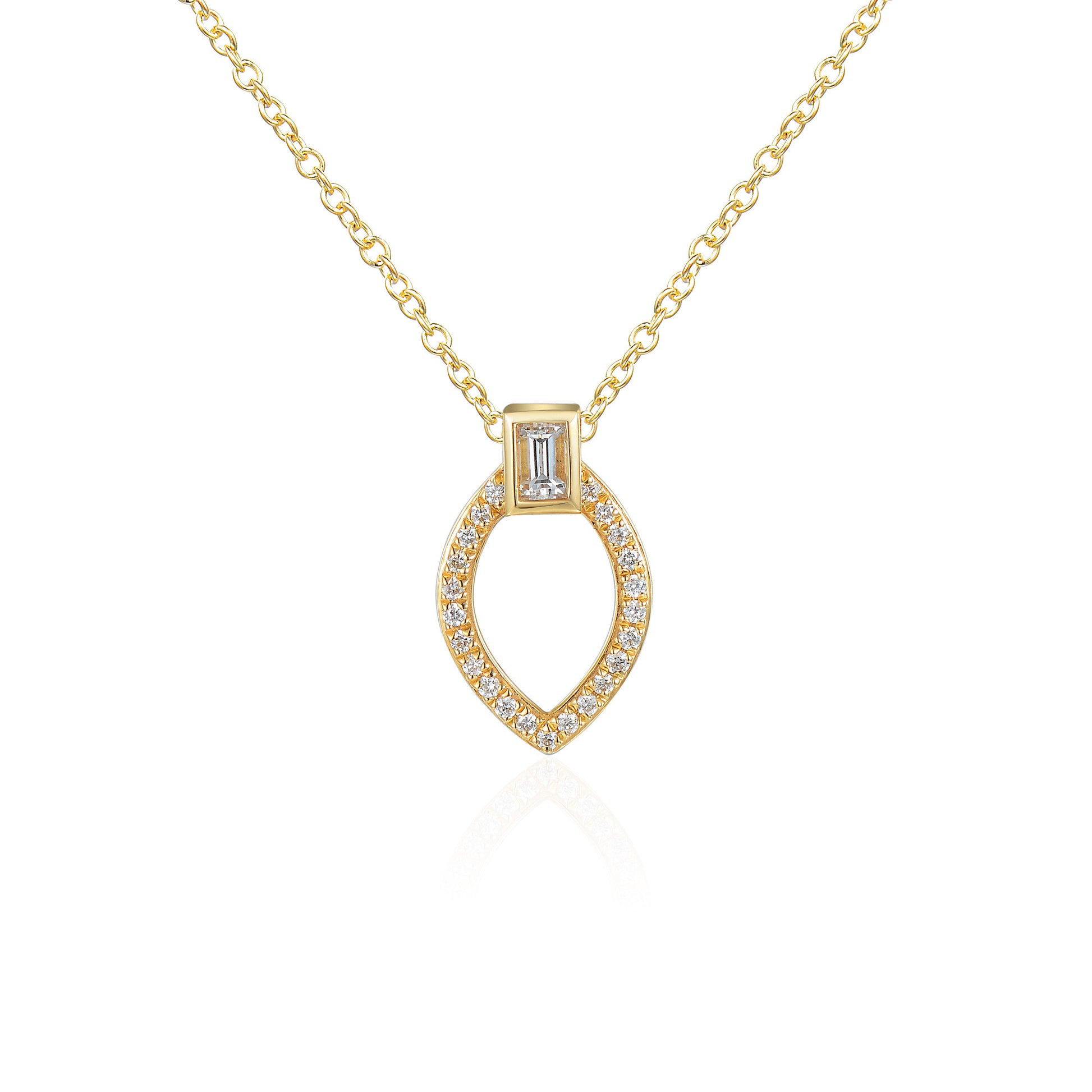 Baguette & Round Brilliant Cut Circle Necklace