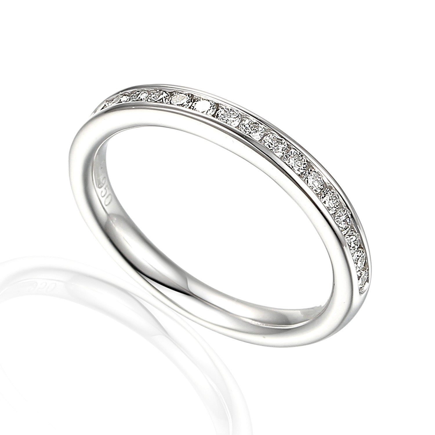 Channel Set Round Brilliant Cut Diamond Half Eternity Ring