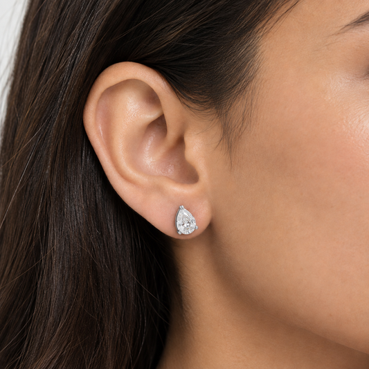 Pear Stud Earrings  in Martini Setting- GIA/IGI certified