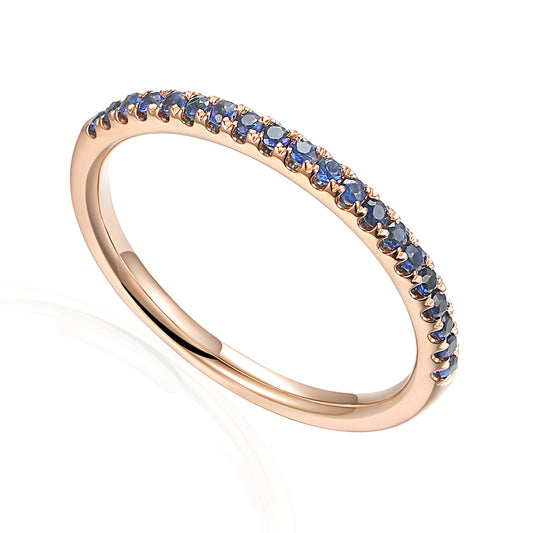 Claw Set Round Blue Sapphire Half Eternity Ring