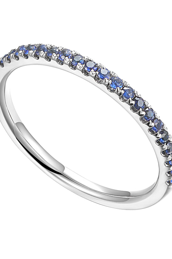 Claw Set Round Blue Sapphire Half Eternity Ring