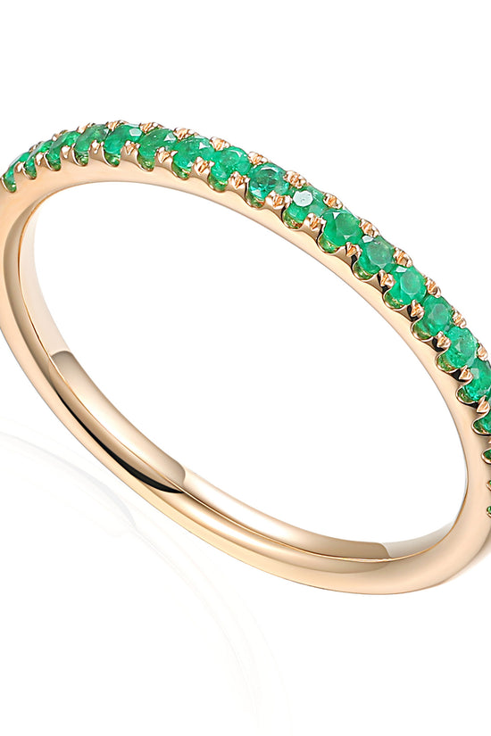 Claw Set Round Emerald Half Eternity Ring