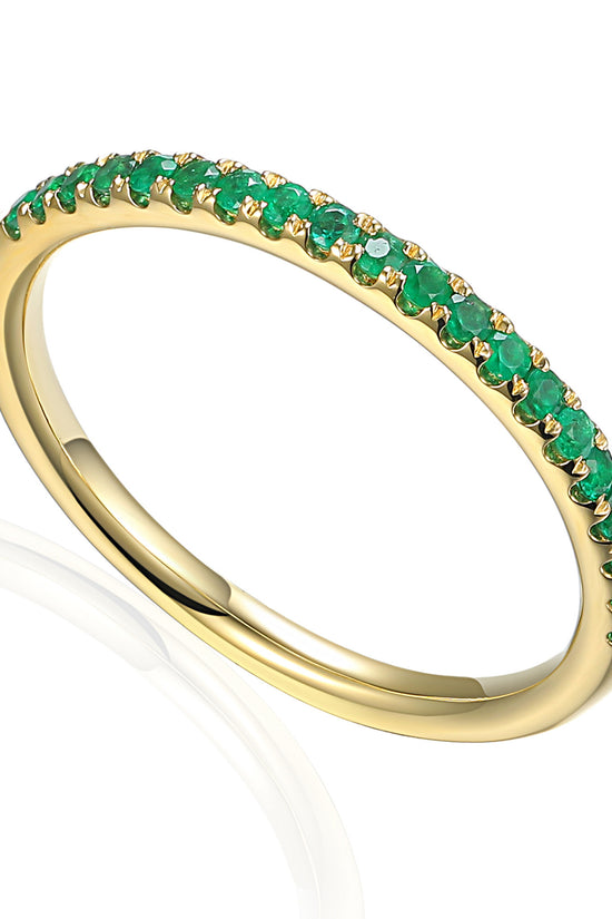 Claw Set Round Emerald Half Eternity Ring