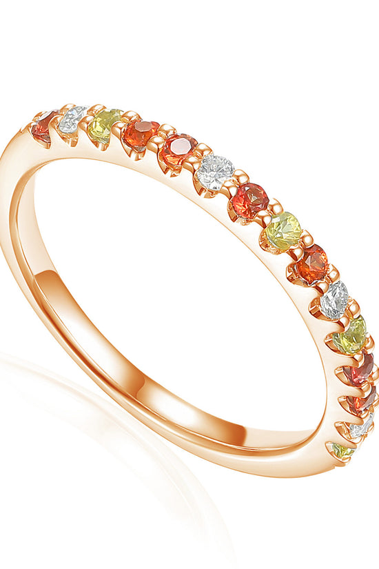 Claw Set Round Multi Colour Fancy Sapphire & Round Diamond Half Eternity Ring