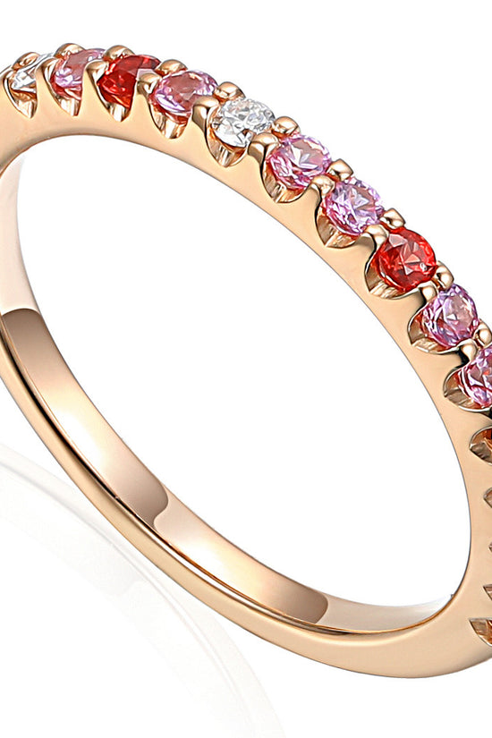 Claw Set Round Multi Colour Fancy Sapphire & Round Diamond Half Eternity Ring