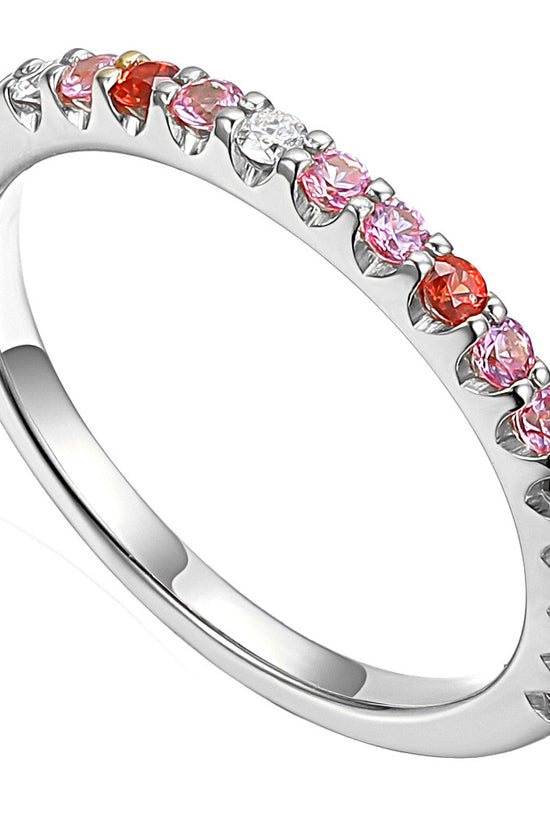 Claw Set Round Multi Colour Fancy Sapphire & Round Diamond Half Eternity Ring