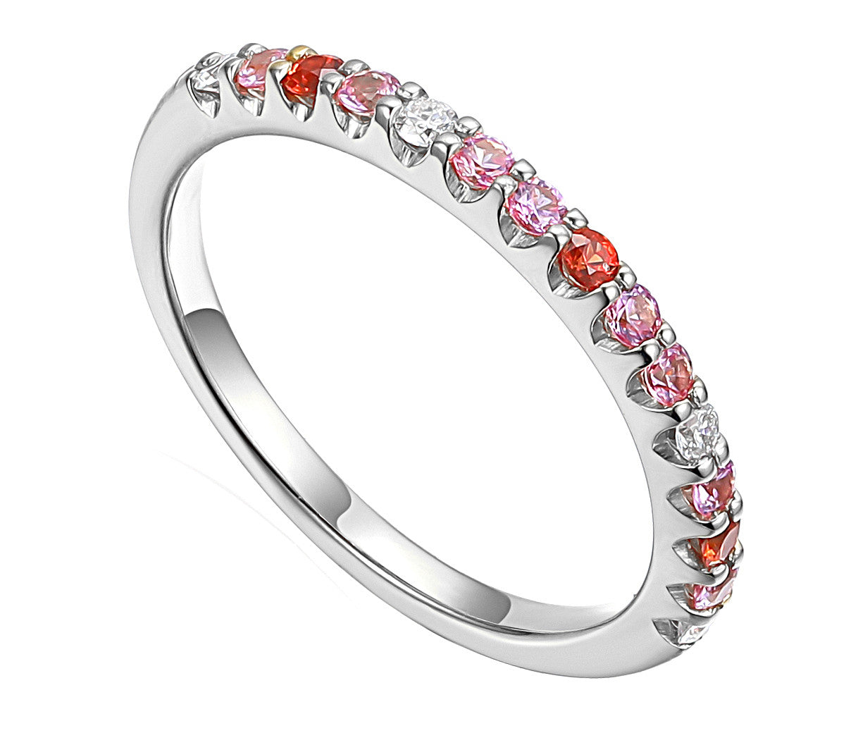 Claw Set Round Multi Colour Fancy Sapphire & Round Diamond Half Eternity Ring