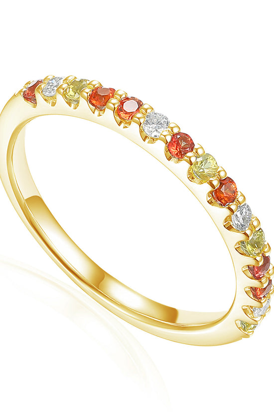 Claw Set Round Multi Colour Fancy Sapphire & Round Diamond Half Eternity Ring