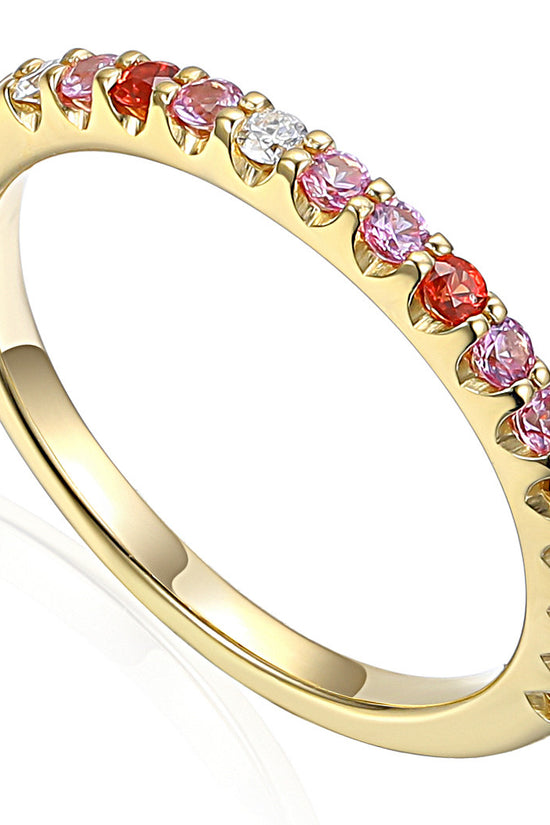 Claw Set Round Multi Colour Fancy Sapphire & Round Diamond Half Eternity Ring