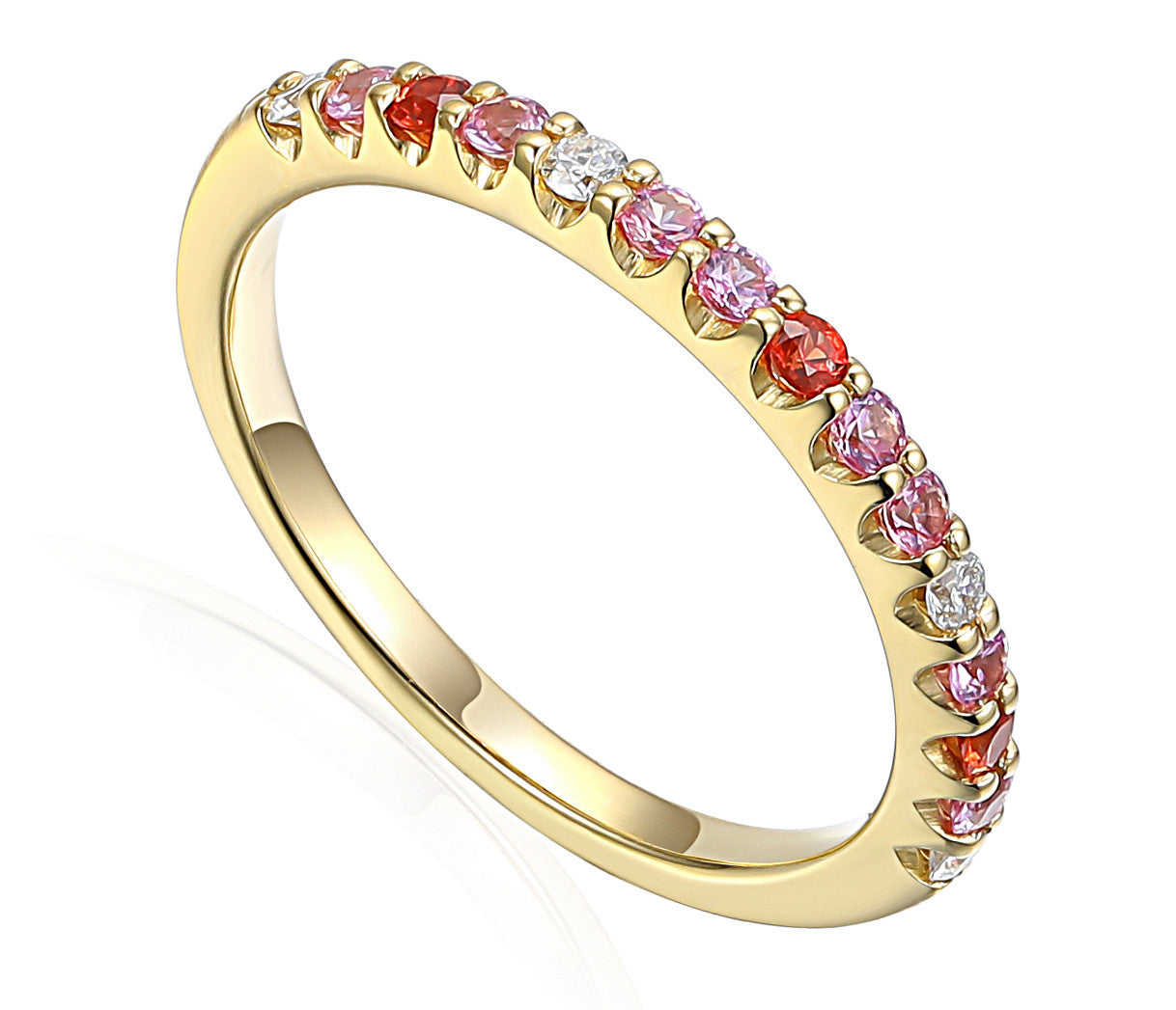 Claw Set Round Multi Colour Fancy Sapphire & Round Diamond Half Eternity Ring