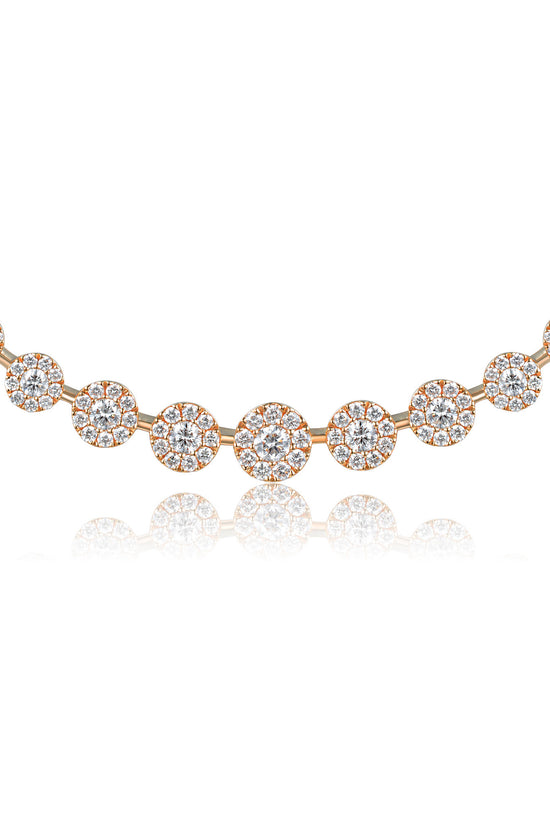 Claw & Micro Set 9 Stone Diamond Halo Necklace
