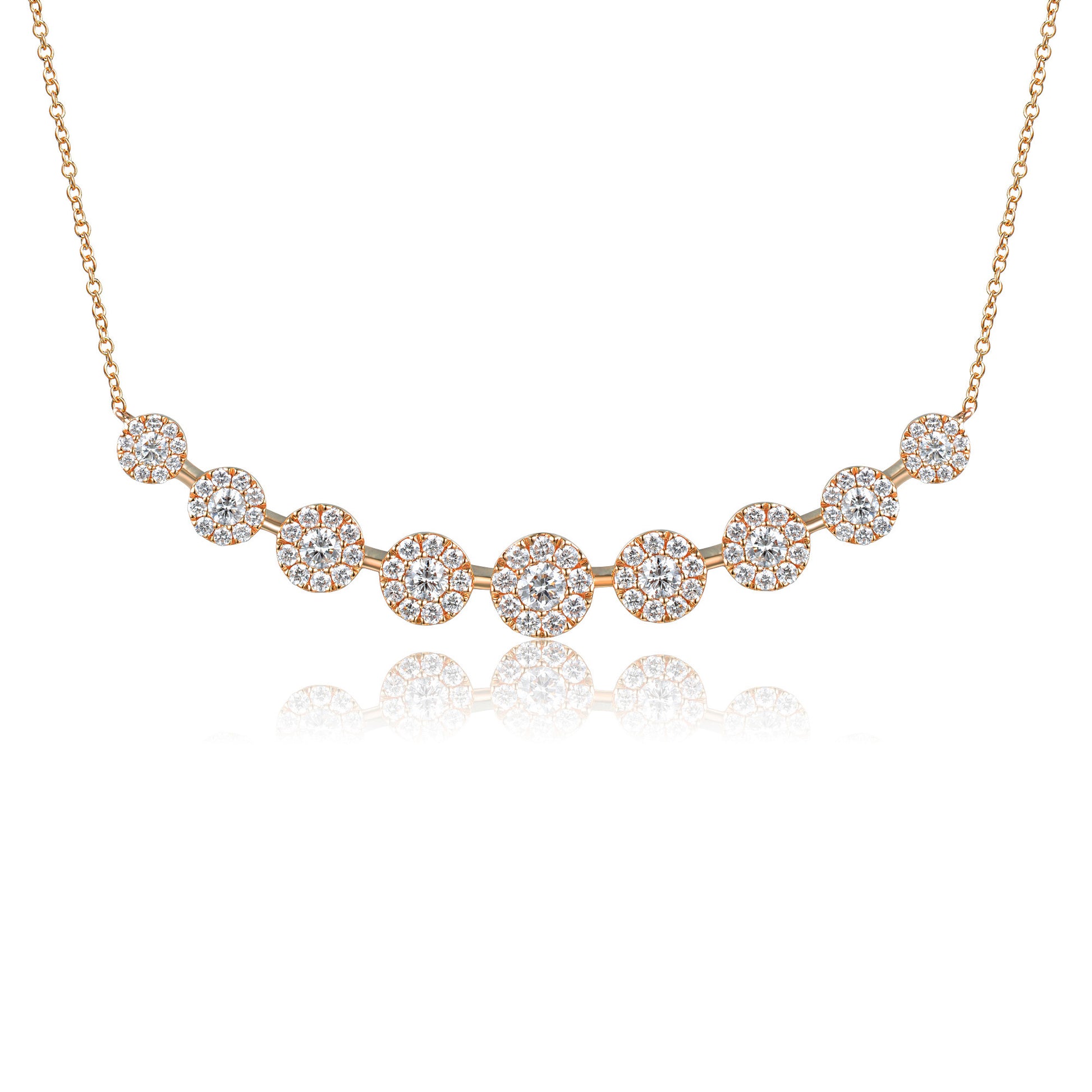 Claw & Micro Set 9 Stone Diamond Halo Necklace