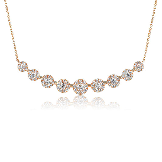 Claw & Micro Set 9 Stone Diamond Halo Necklace