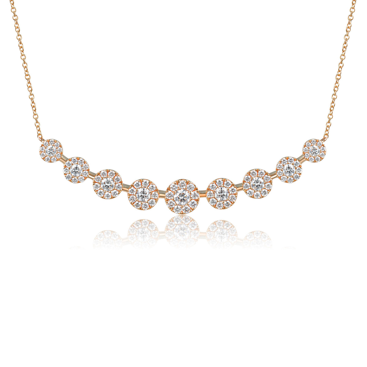 Claw & Micro Set 9 Stone Diamond Halo Necklace