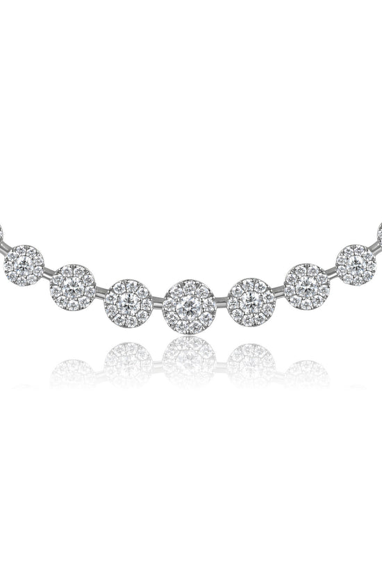 Claw & Micro Set 9 Stone Diamond Halo Necklace