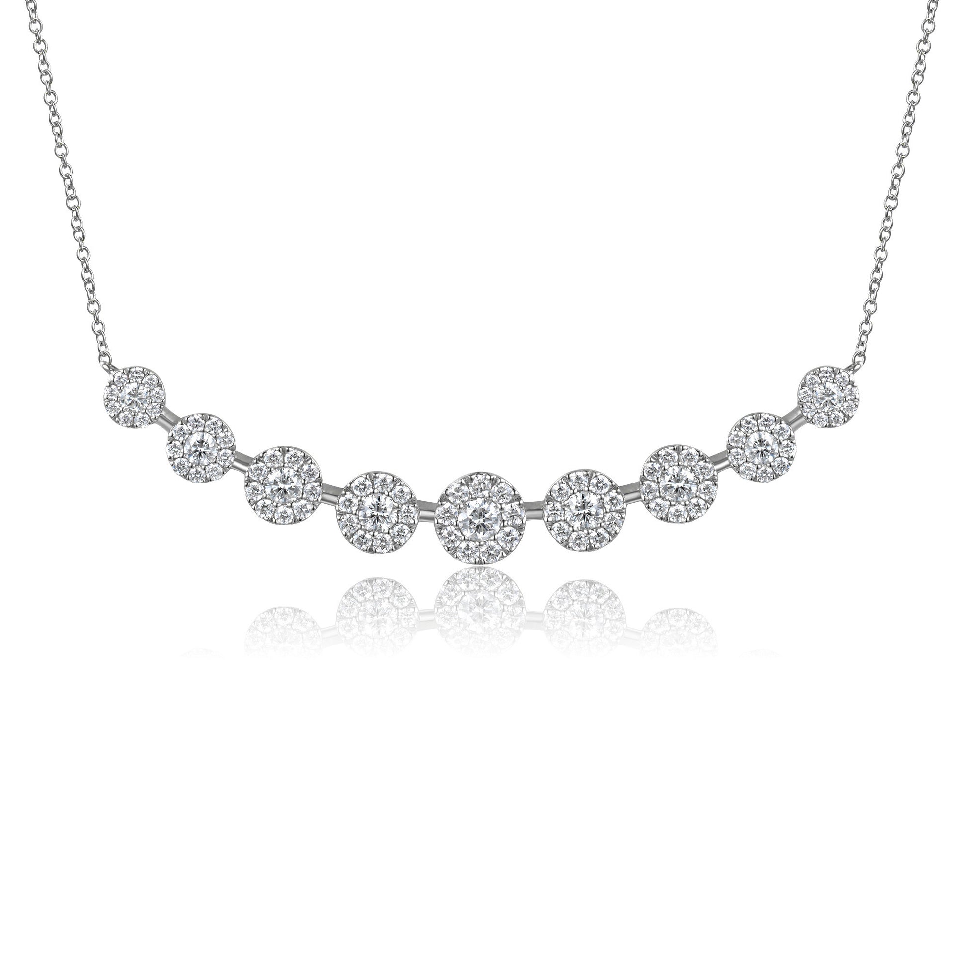 Claw & Micro Set 9 Stone Diamond Halo Necklace