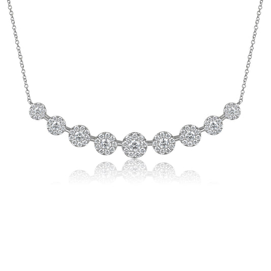 Claw & Micro Set 9 Stone Diamond Halo Necklace