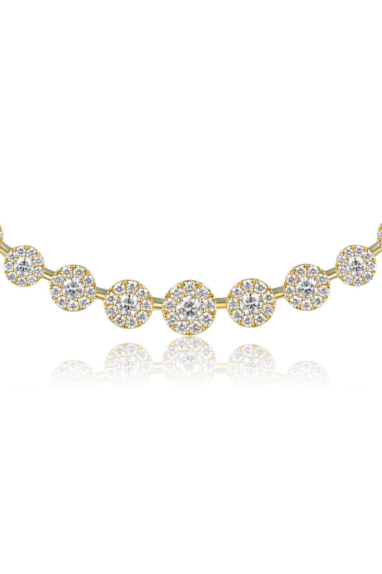 Claw & Micro Set 9 Stone Diamond Halo Necklace