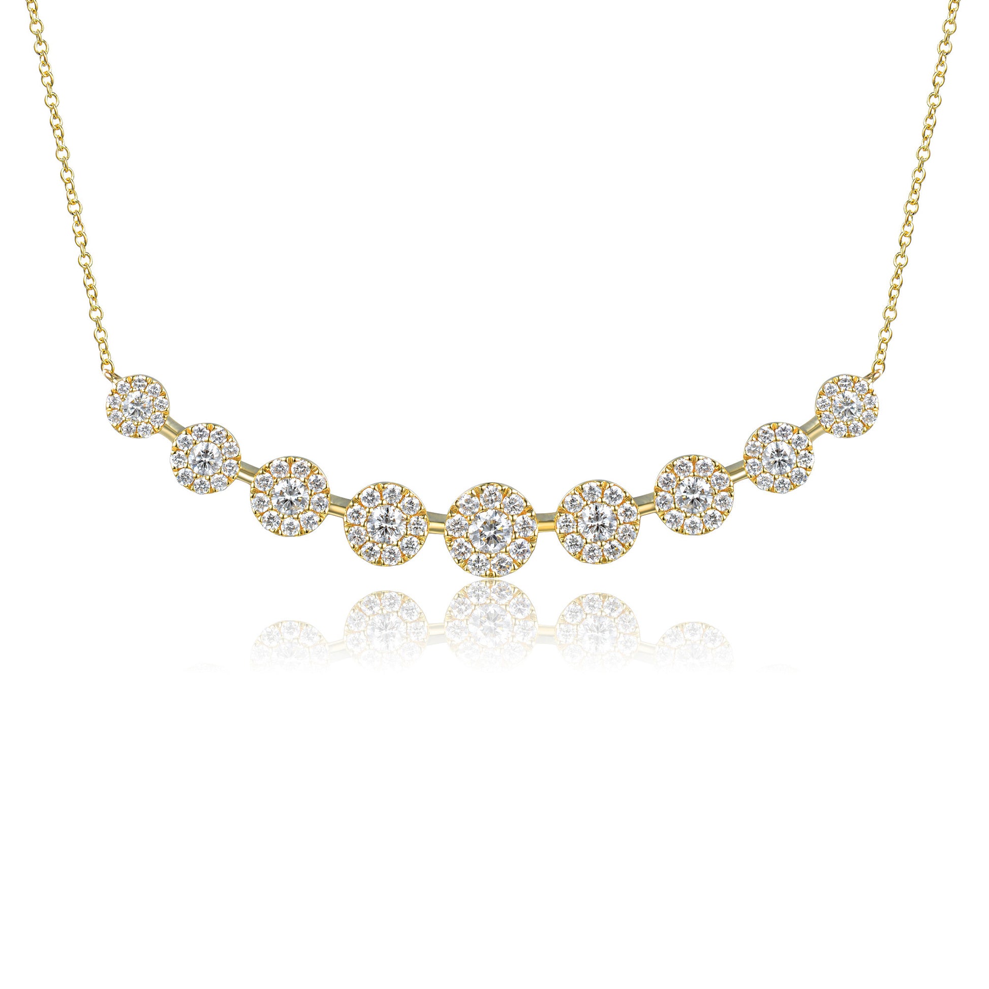 Claw & Micro Set 9 Stone Diamond Halo Necklace