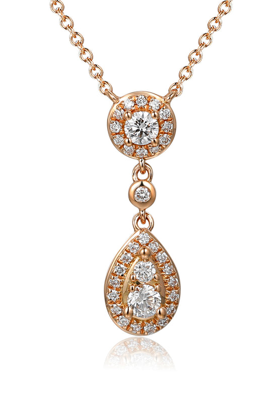 Claw & Micro Set Round Diamond Round And Pear Shape Cluster Necklace