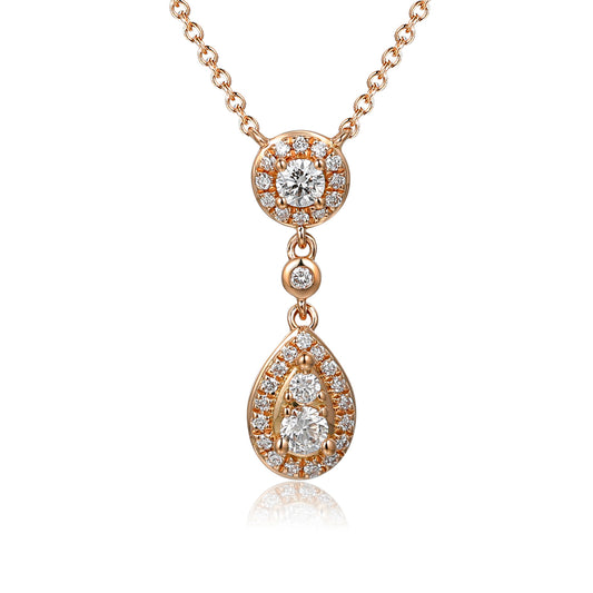 Claw & Micro Set Round Diamond Round And Pear Shape Cluster Necklace
