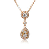Claw & Micro Set Round Diamond Round And Pear Shape Cluster Necklace