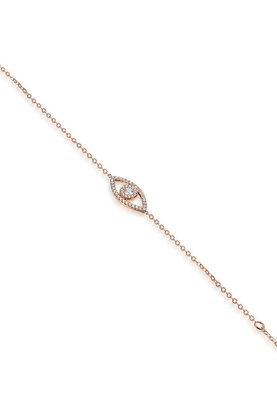 Claw and Micro Set Round Brilliant Cut Diamond Anti-Evil Eye Bracelet