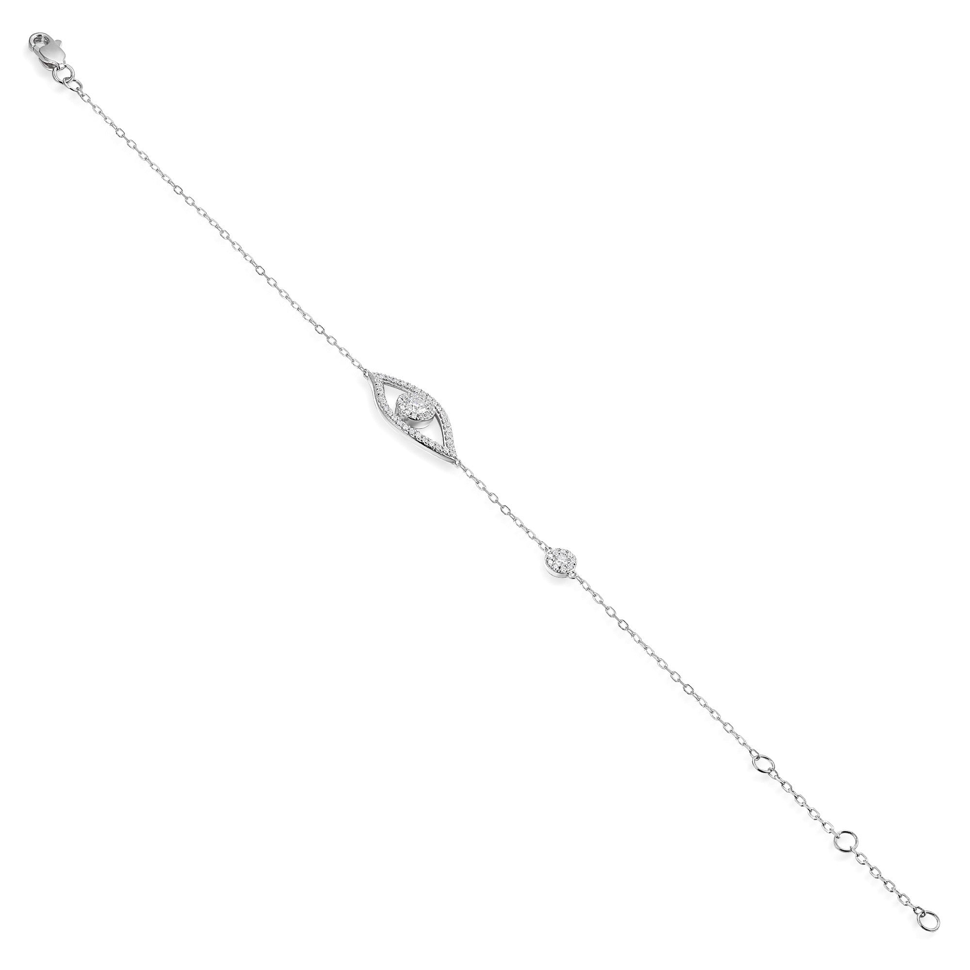 Claw and Micro Set Round Brilliant Cut Diamond Anti-Evil Eye Bracelet