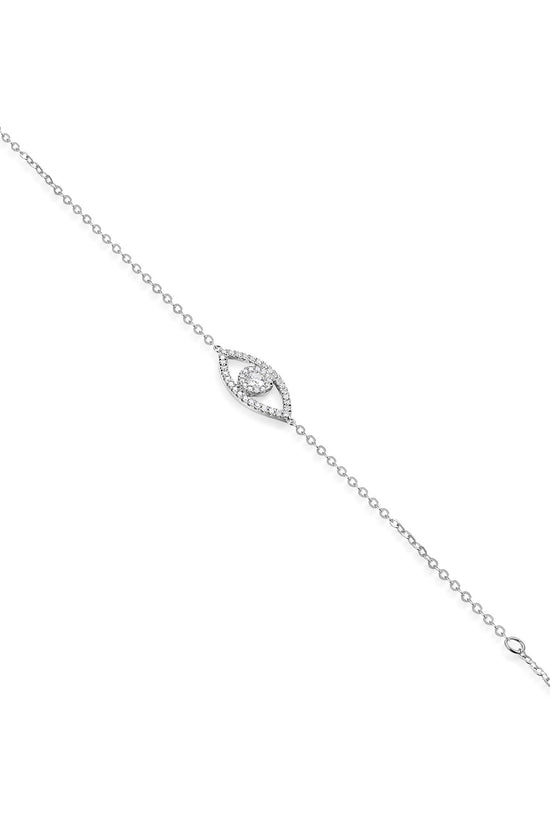 Claw and Micro Set Round Brilliant Cut Diamond Anti-Evil Eye Bracelet