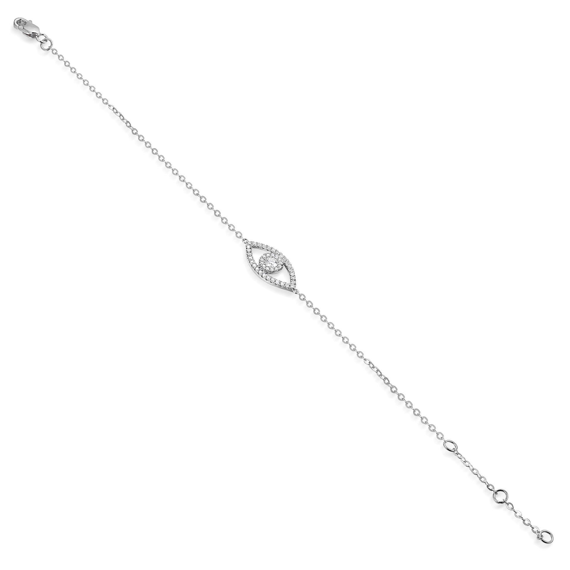 Claw and Micro Set Round Brilliant Cut Diamond Anti-Evil Eye Bracelet