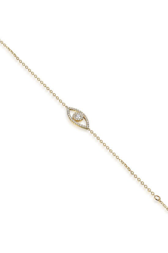 Claw and Micro Set Round Brilliant Cut Diamond Anti-Evil Eye Bracelet