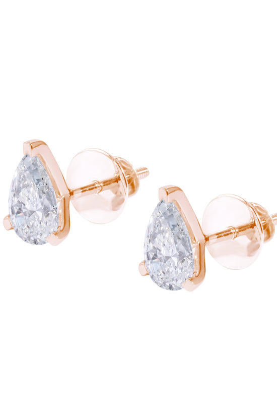 Pear Stud Earrings  in Martini Setting- GIA/IGI certified