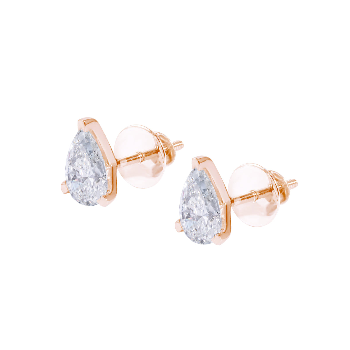 Pear Stud Earrings  in Martini Setting- GIA/IGI certified