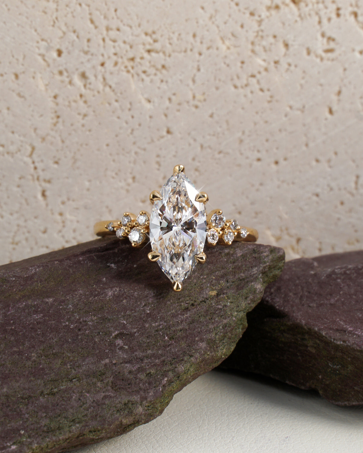 Aislinn Marquise Solitaire with Cluster