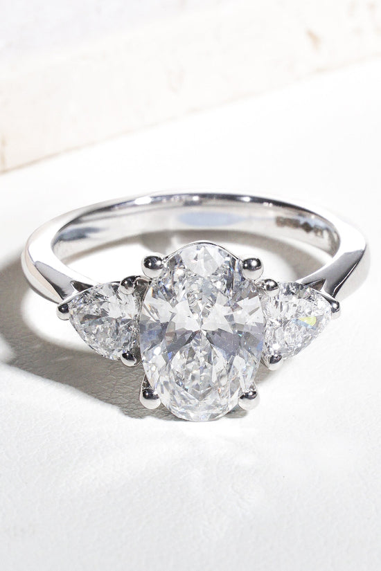 Kwame Oval-Cut Lab-Grown Diamond Trilogy Ring in Platinum